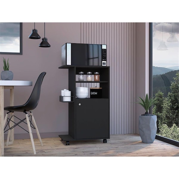Gfancy Fixtures Contemporary Rolling Kitchen Cart, Black - GF3675282