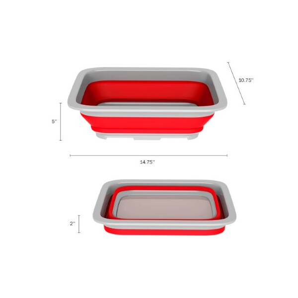 Leisure Sports Collapsible Multiuse Wash Bin, Portable Dish Tub/Ice Bucket with 10 L Capacity for Camping (Red) - 889477OCH