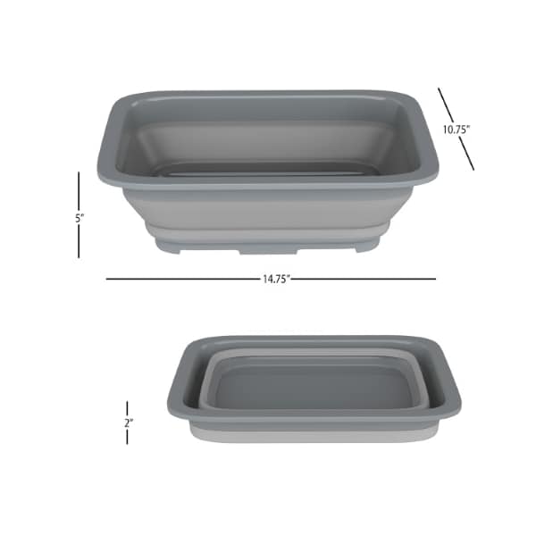 Leisure Sports Collapsible Multiuse Wash Bin, Portable Dish Tub/Ice Bucket with 10 L Capacity for Camping (Gray) - 945587CTB