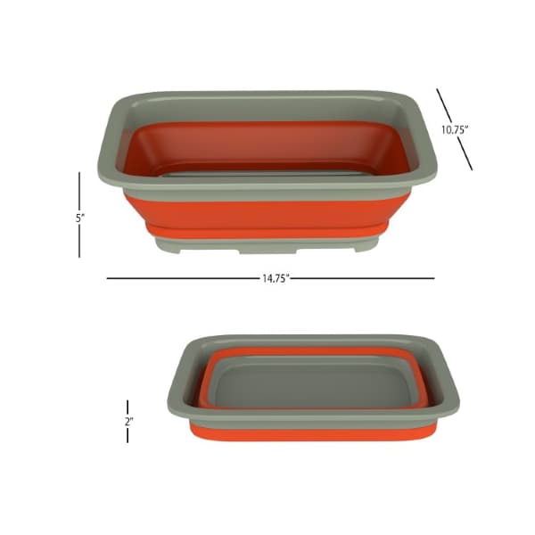Leisure Sports Collapsible Multiuse Wash Bin, Portable Basin/Dish Tub/Ice Bucket with 10-liter Capacity (Orange) - 560376LFW