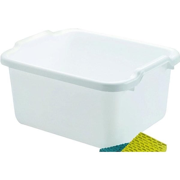 Rubbermaid 2970ARWHT Dish Pan, 15.6 qt Volume, 7.8 in L, 15.23 in W, 12-15/32 in H, Plastic, White - FG2970ARWHT