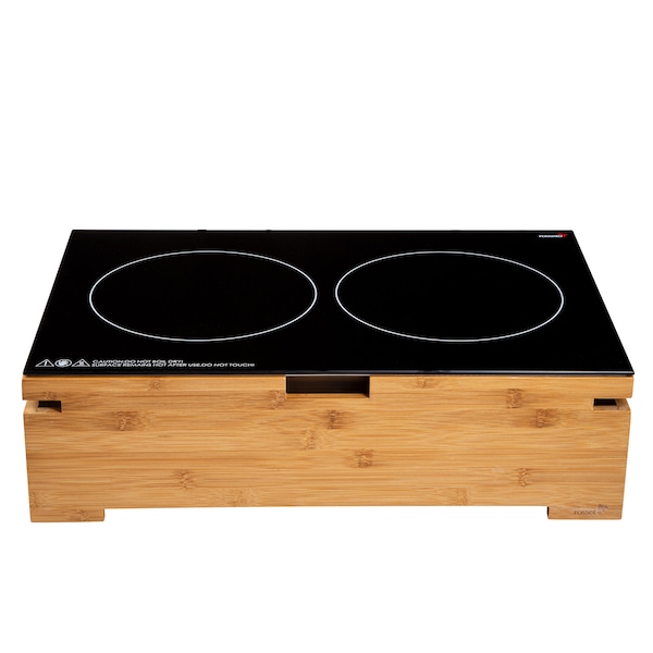 Rosseto Serving Solutions Multi-Chef  Dbl Touch Top Induction Heater 120V-60Hz with Bamboo Base - BP021