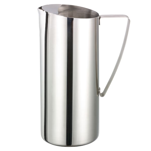 Service Ideas Slim Water Pitcher, 1.9L, Polished Stainless Steel with Ice Guard - X7025