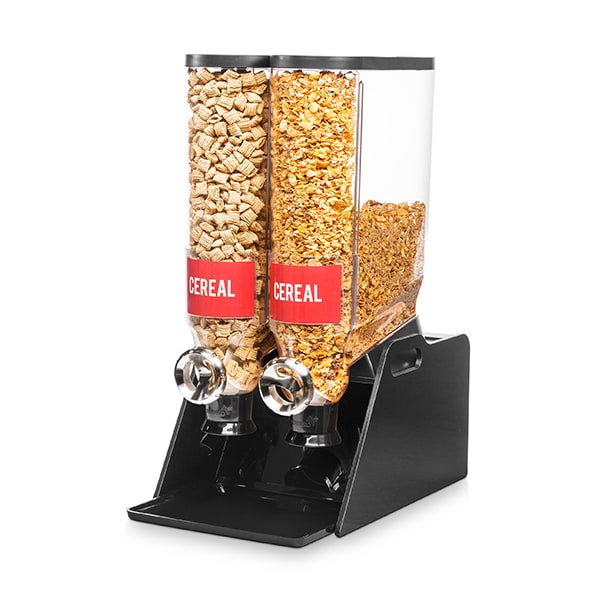 Rosseto Serving Solutions PRO-BULK 3.5 Gal. 2-Container Tabletop Dispenser with Black Acrylic Stand and Tray, 1 EA - Ds106