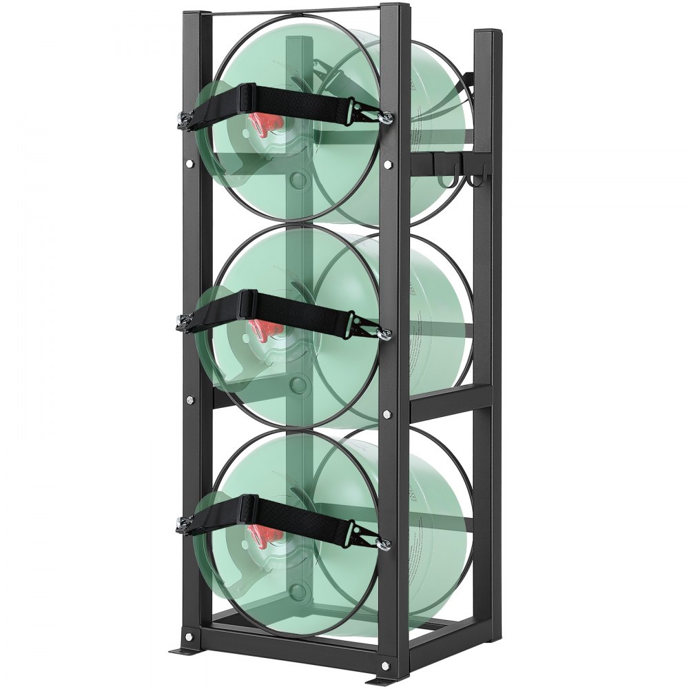 VEVOR Refrigerant Tank Rack, with 3 x 30lbs Bottle Tanks, Cylinder Tank Rack 12.79x12.99x33.07 in, Refrigerant Cylinder Rack Gas Cylinder Racks and Holders for Freon, Gases, Oxygen, Nitrogen - QPCFJ305MM28PV5A6V0