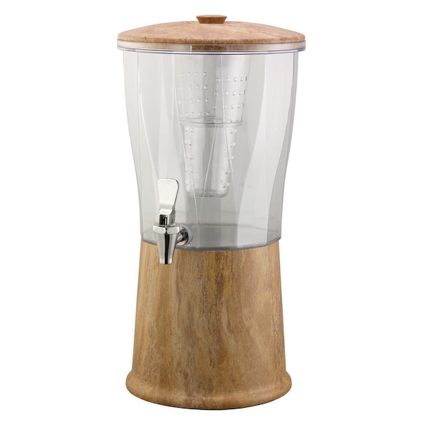 Service Ideas Beverage Dispenser, Round, 3 Gallon with Infuser Tube, Stainless Steel, Travertine Marble - CBDRT3MBSS