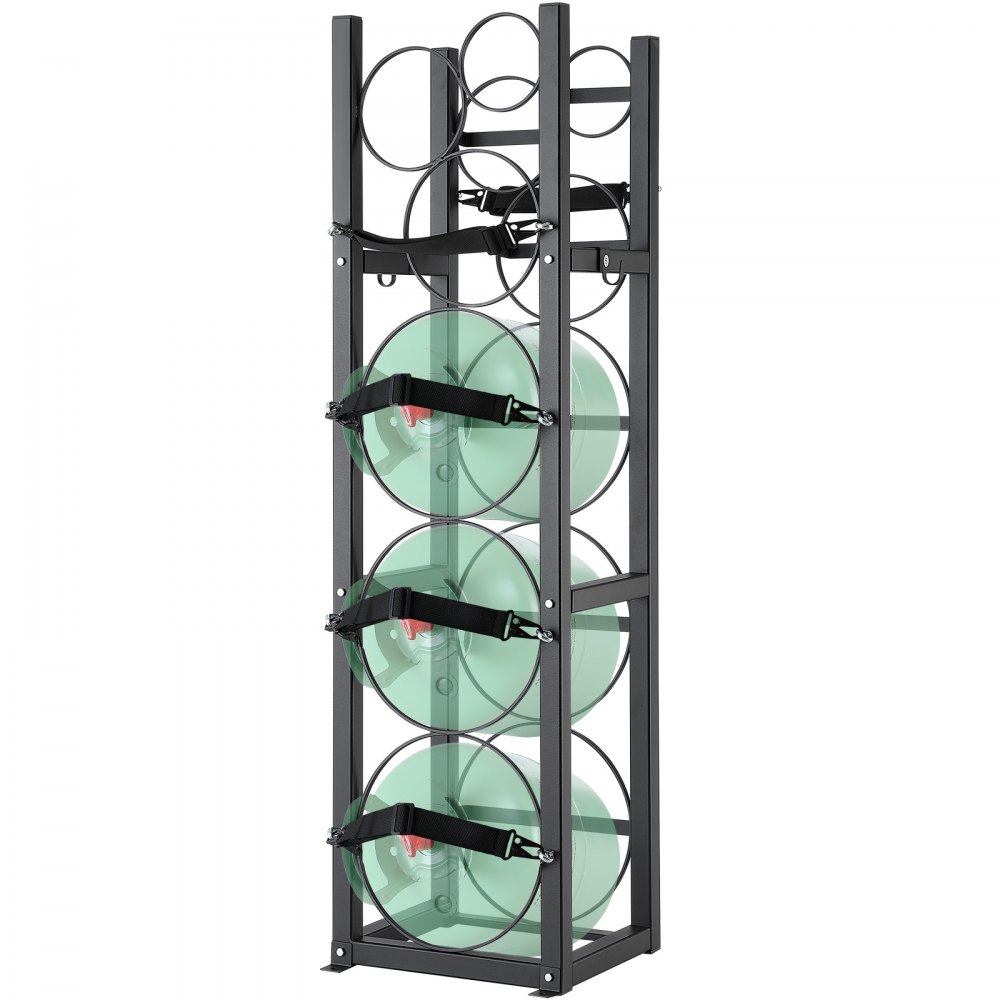 VEVOR Refrigerant Tank Rack, with 3 x 30lbs and Other 3 Small Bottle Tanks, Cylinder Tank Rack 12.79x12.99x47.12 in, Refrigerant Cylinder Rack and Holders for Freon, Gases, Oxygen, Nitrogen - QPCFJ305MM283UO4CV0