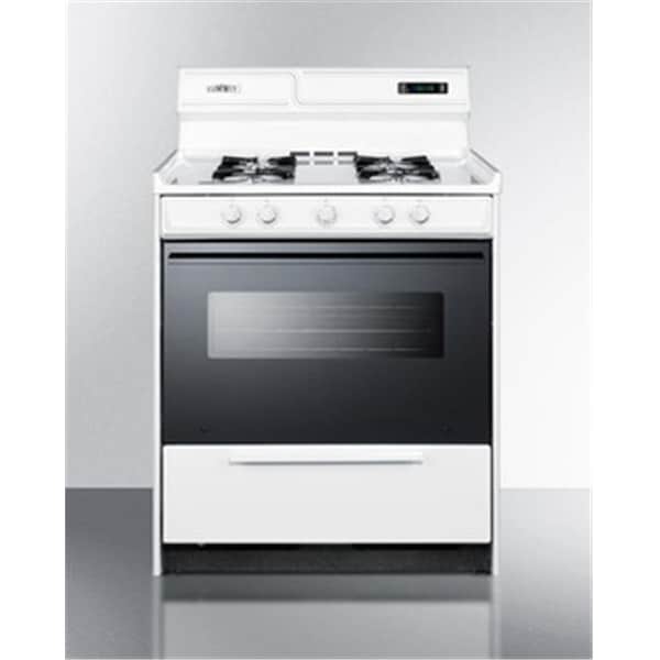 Summit Summit WNM2307DK 30 in. Gas Range with Spark Ignition & Black Door - White - WNM2307DK
