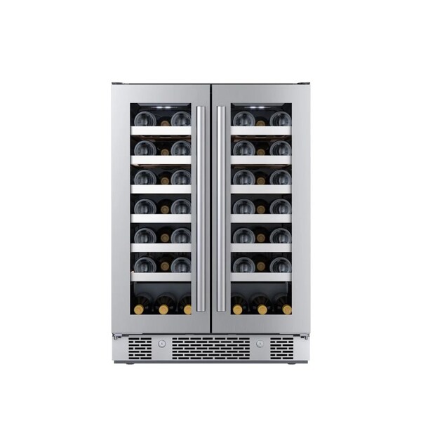 Avallon 24 Inch Wide 42 Bottle Capacity French Door Wine Cooler with LED Lighting - AWC242FD