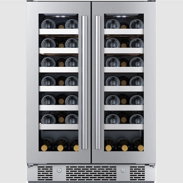 Avallon 24 Inch Wide 42 Bottle Capacity French Door Wine Cooler with LED Lighting - AWC242FD