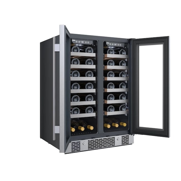 Avallon 24 Inch Wide 42 Bottle Capacity French Door Wine Cooler with LED Lighting - AWC242FD