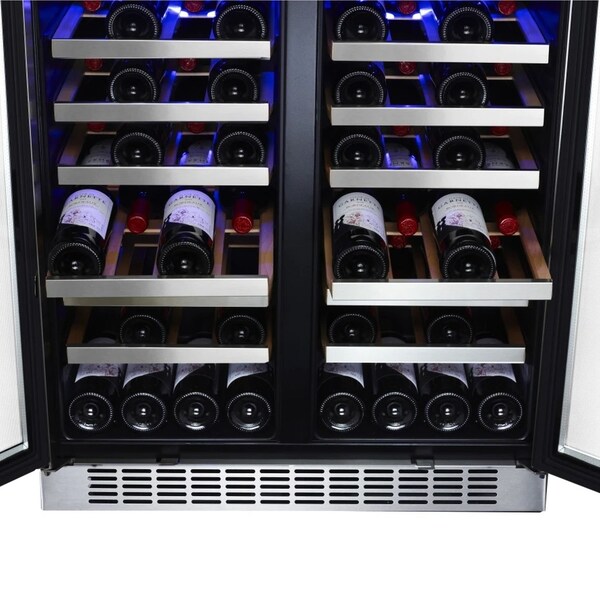 Edgestar BuiltIn 30 Inch Wide 56 Bottle Capacity French Door Wine Cooler with Door Locks - CWR5631FD