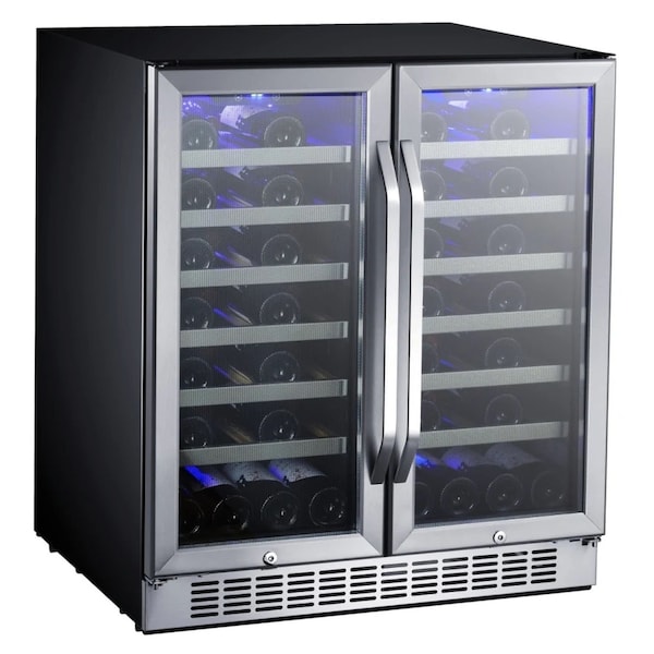 Edgestar BuiltIn 30 Inch Wide 56 Bottle Capacity French Door Wine Cooler with Door Locks - CWR5631FD