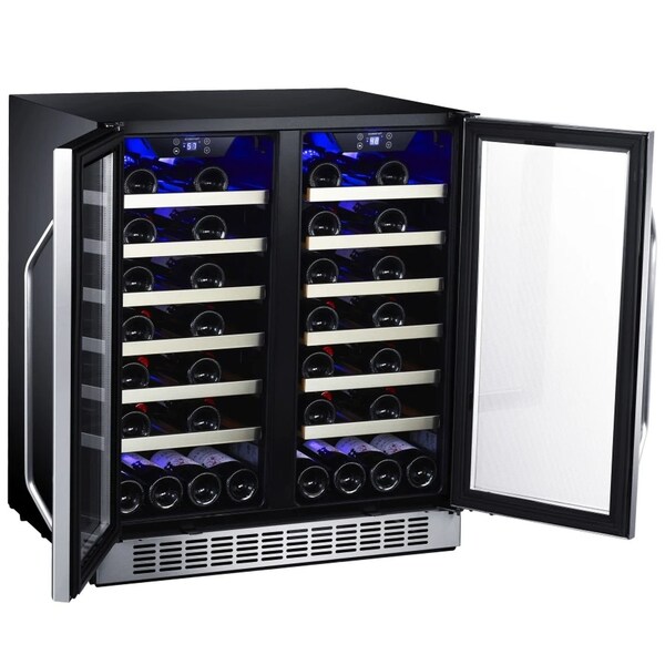 Edgestar BuiltIn 30 Inch Wide 56 Bottle Capacity French Door Wine Cooler with Door Locks - CWR5631FD