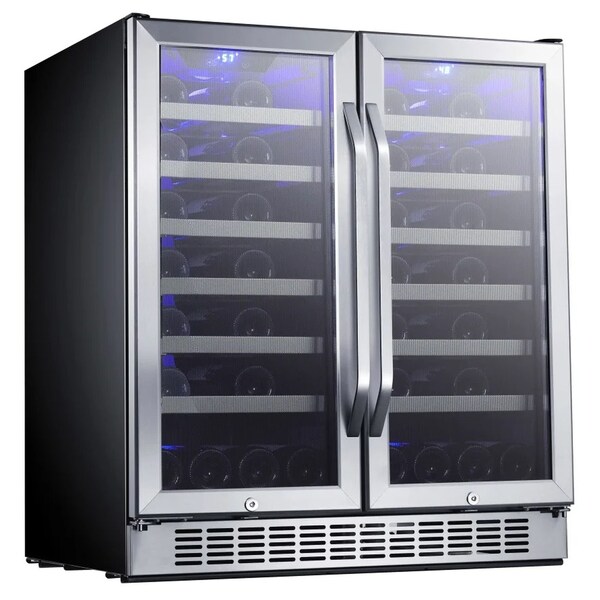 Edgestar BuiltIn 30 Inch Wide 56 Bottle Capacity French Door Wine Cooler with Door Locks - CWR5631FD