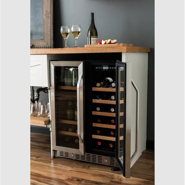 Edgestar 24 Inch Wide 17 Bottle Wine and 53 Can Beverage Cooler with French Doors - CWB1760FD