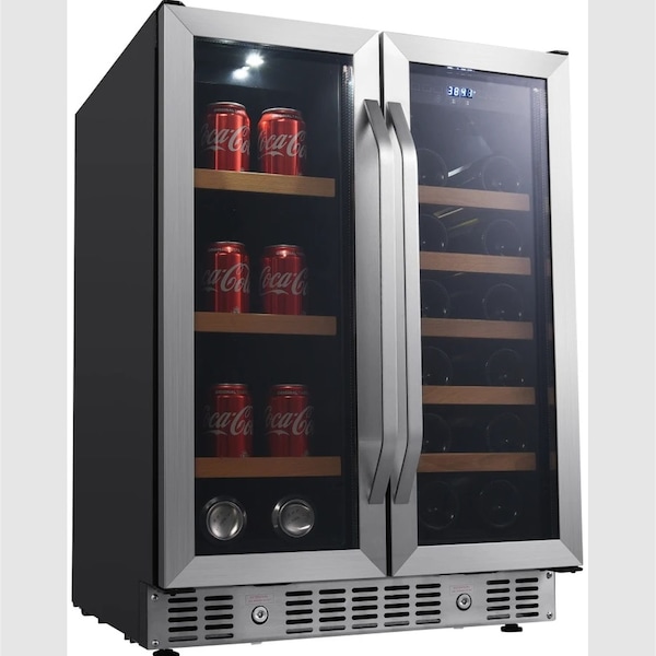 Edgestar 24 Inch Wide 17 Bottle Wine and 53 Can Beverage Cooler with French Doors - CWB1760FD