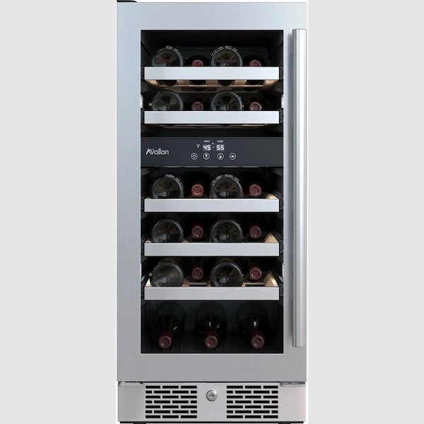 Avallon 15 Inch Wide 23 Bottle Capacity Dual Zone Wine Cooler with Left Swing Door - AWC152DZLH