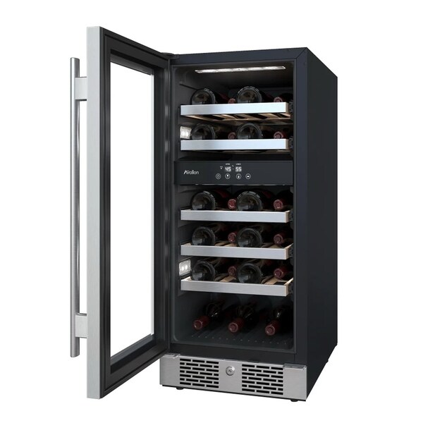 Avallon 15 Inch Wide 23 Bottle Capacity Dual Zone Wine Cooler with Left Swing Door - AWC152DZLH