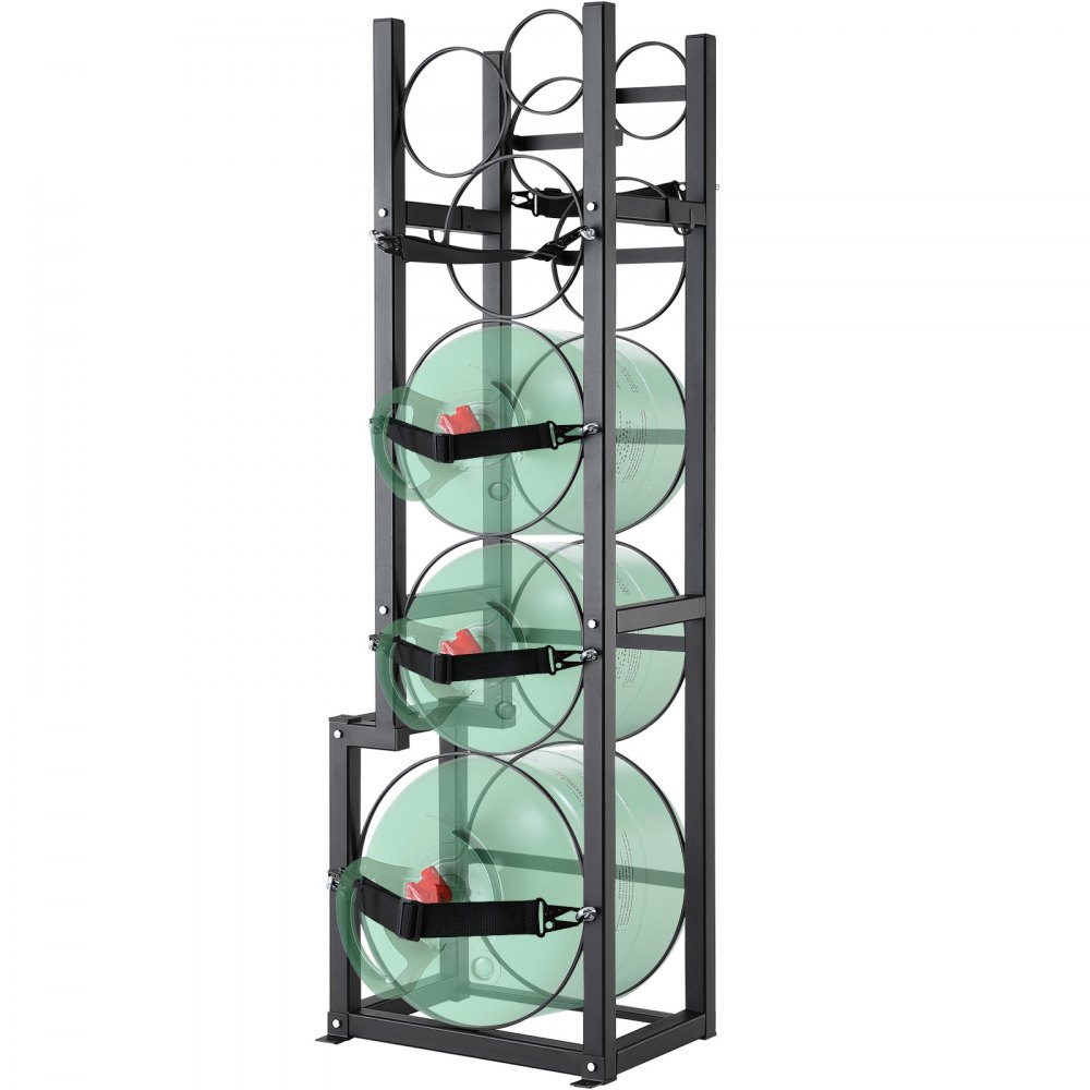 VEVOR Refrigerant Tank Rack, with 1 x 50lb, 2 x 30lb and Other 3 Small Bottle Tanks, Cylinder Tank Rack 15.55x12.99x49.8 in, Refrigerant Cylinder Rack and Holders for Freon, Gases, Oxygen, Nitrogen - QPCFJ380MM30YZUVTV0