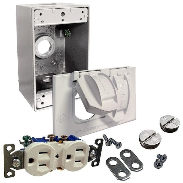 Bell Outdoor Electrical Box Cover, 1 Gang, Aluminum, Flip/Snap, Duplex Cover - 5839-6WRTR