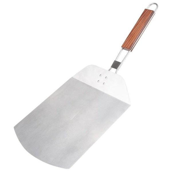 Omaha Pizza Spatula, 912 in W Blade, 10 mm Gauge, Stainless Steel Blade, Stainless Steel, Wood Handle - BBQ-37240B