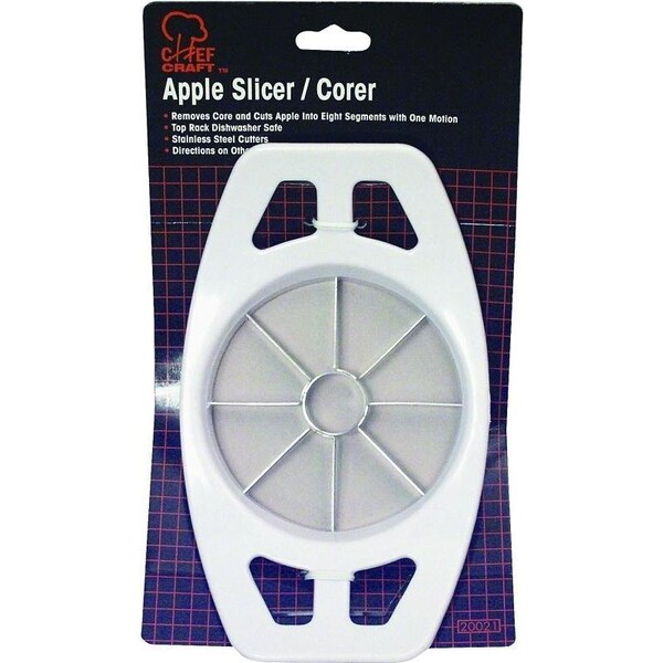 Chef Craft Apple Slicer, Stainless Steel Blade, Plastic Handle, White, Dishwasher Safe: Yes - 20021