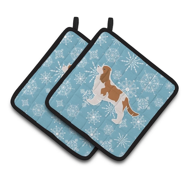 Carolines Treasures Winter Snowflake Cavalier King Charles Spaniel Pair of Pot Holders - BB3549PTHD