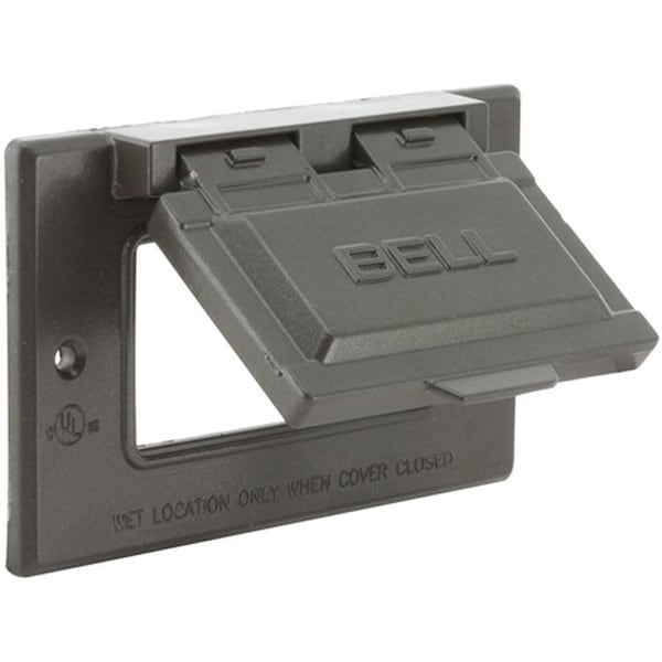 Hubbell Electrical Box Cover, 1 Gang, Rectangular, Aluminum, Flip/Snap, GFCI Cover - 5101-2