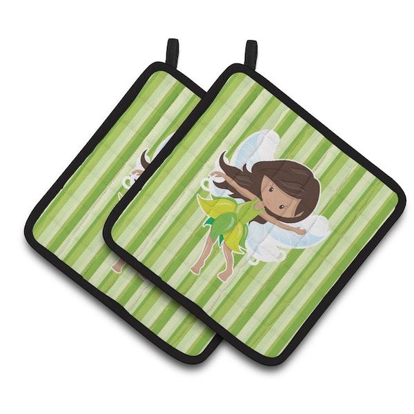 Carolines Treasures Fairy Green Stripes Pair of Pot Holders - BB6909PTHD