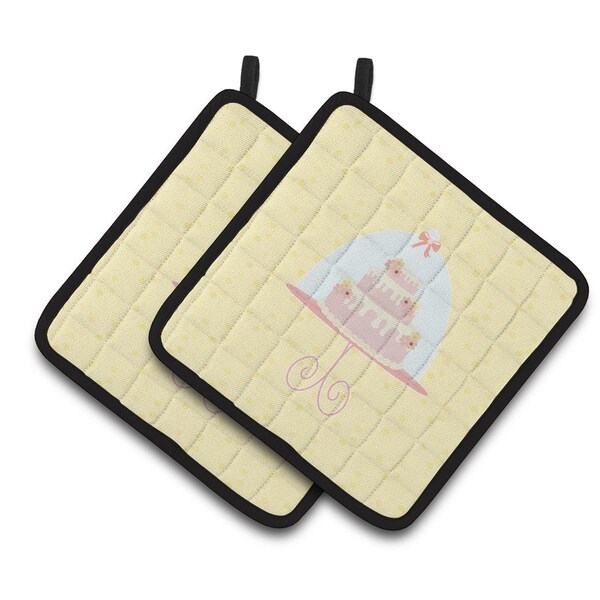 Carolines Treasures 3 Tier Cake on Yellow Pair of Pot Holders - BB7291PTHD