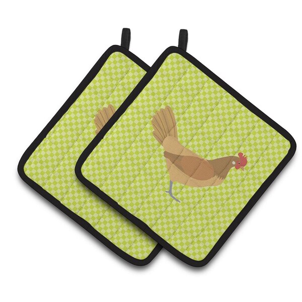 Carolines Treasures Frisian Friesian Chicken Green Pair of Pot Holders - BB7658PTHD