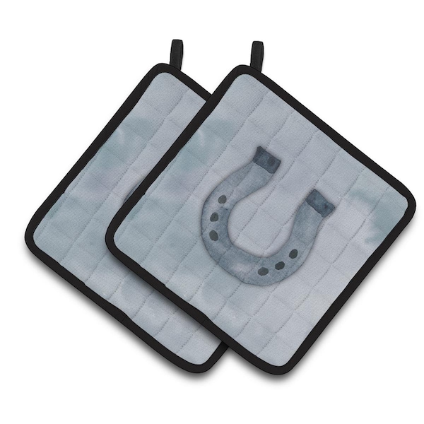 Carolines Treasures Horseshoe Watercolor Pair of Pot Holders - BB7370PTHD