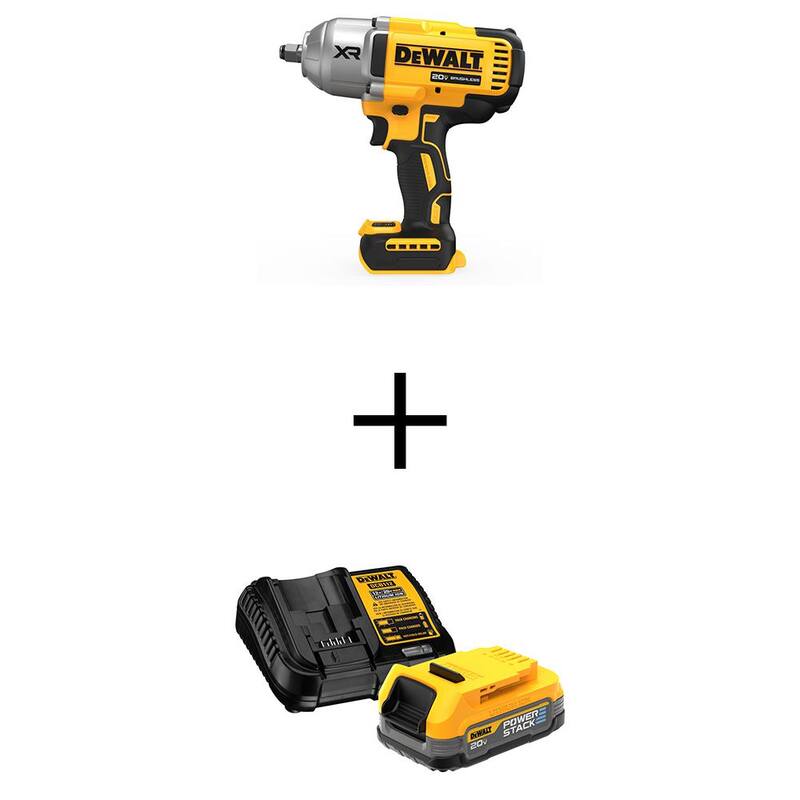 Llave de impacto inalámbrica de 1/2 pulgadas DEWALT 20V MAX de iones de litio con kit inicial de batería compacta 20V MAX POWERSTACK - DCF900BWCBP034C