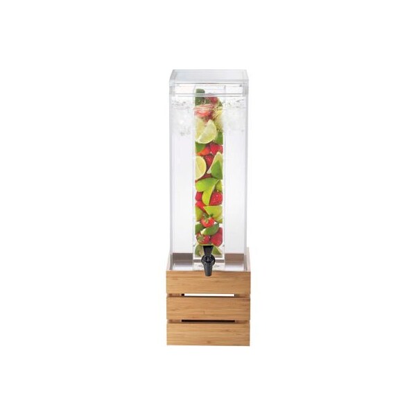 Cal Mil Plastics Cal-Mil 3301-3-60 Bamboo Crate Acrylic 3 GAL. Beverage Dispenser W/Ice Chamber 8"W x 8"D x 25-1/2"H - 3301-3-60
