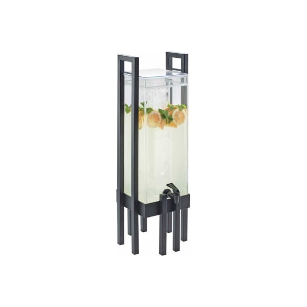 Cal Mil Plastics Cal-Mil 3302-3-74 One by One Acrylic Beverage Dispenser W/Ice Chamber Slv Frame 9"W x 9"D x 28-1/2"H - 3302-3-74