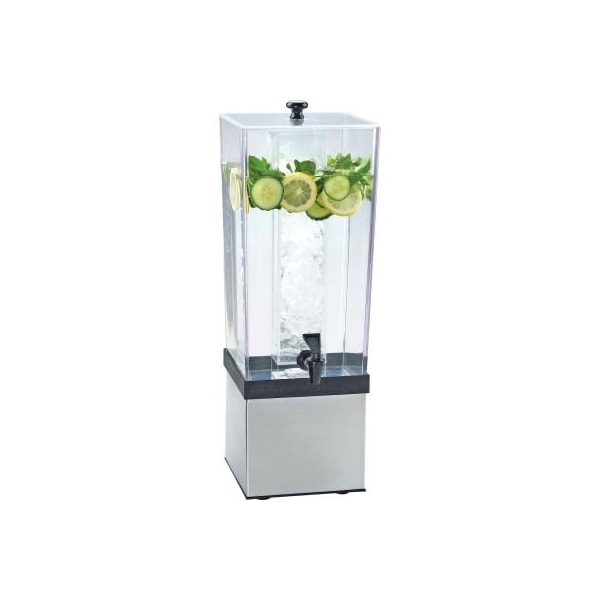 Cal Mil Plastics Cal-Mil 3324-3-55 SS Econo Beverage Dispenser W/Ice Chamber 7-1/2"W x 9-1/2"D x 23-1/2"H - 3324-3-55