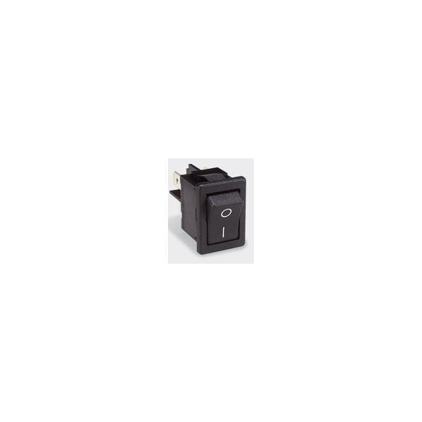Interruptor basculante arcoeléctrico, Dpst, con traba, terminal de conexión rápida, actuador basculante curvo, montaje en panel - H8550VBCBB-551W