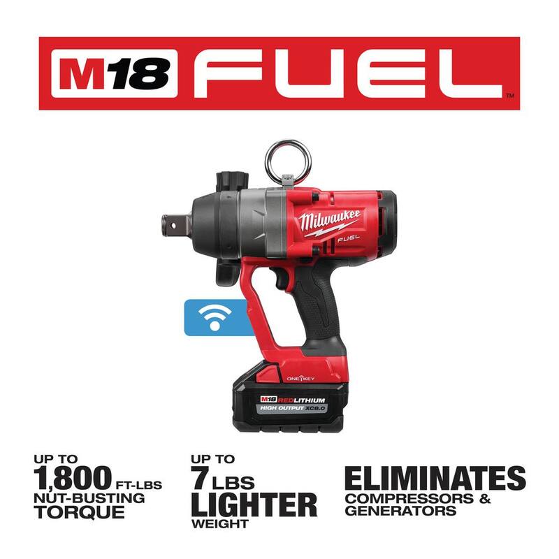 Llave de impacto inalámbrica sin escobillas Milwaukee M18 FUEL ONE-KEY de 18V con anillo de fricción y dos baterías de 8.0 Ah - 2867-22