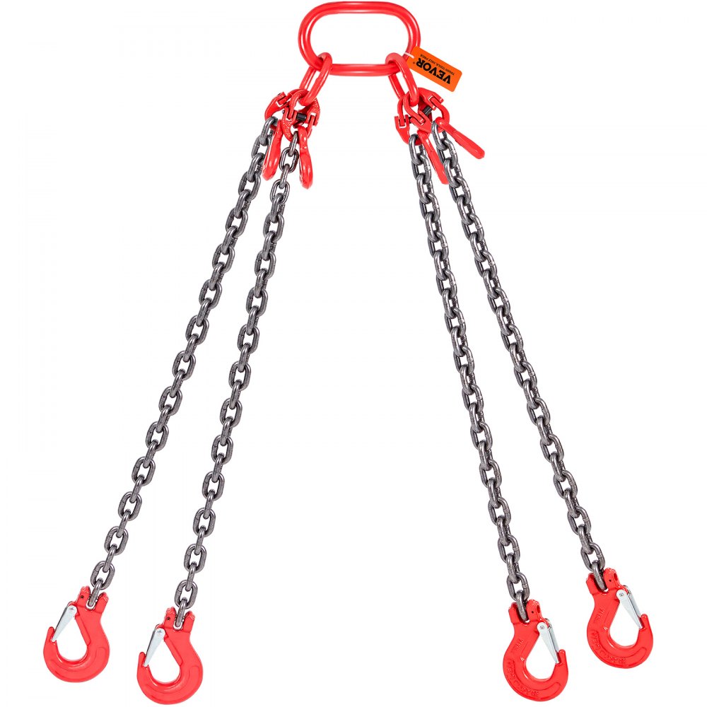VEVOR Chain Sling, 11000 lbs Weight Capacity, 5/16'' x 5' G80 Lifting Chain with Grab Hooks, DOT Certified, Blackening Coating Manganese Steel & Adjustable Length, for Dock Factory Construction Site - DGDLJZMGFHZYJ5B2UV0