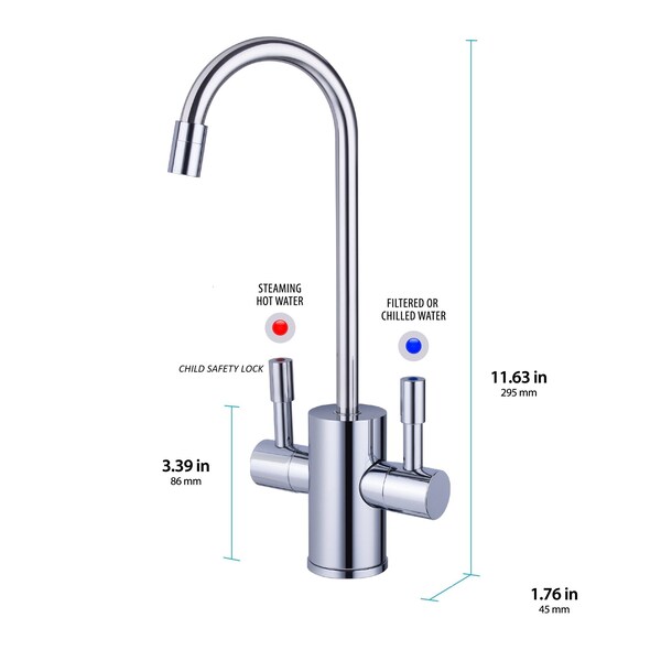 Ready Hot Instant Hot Water Dispenser with Polished Chrome Dual Lever Faucet and Digital Display - 41-RH-300-F560-CH