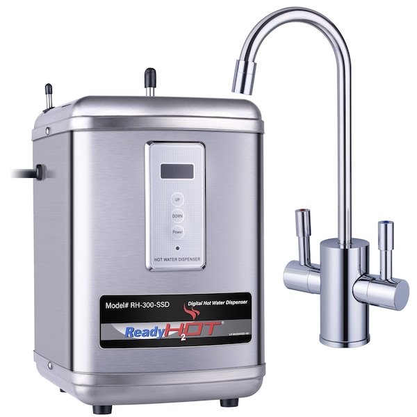 Ready Hot Instant Hot Water Dispenser with Polished Chrome Dual Lever Faucet and Digital Display - 41-RH-300-F560-CH