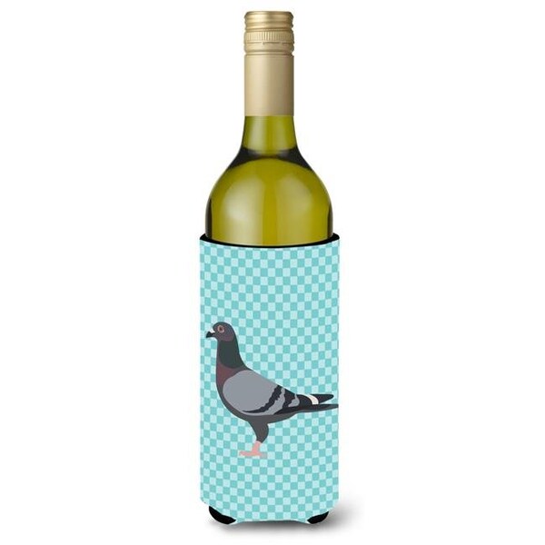 Carolines Treasures Carolines Treasures BB8125LITERK Racing Pigeon Blue Check Wine Bottle Beverge Insulator Hugger - BB8125LITERK