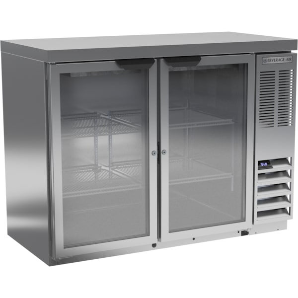 Beverage-Air Back Bar Refrigerator, Stainess Steel with 2 Solid Doors, 115V 48" - BB48HC-1-S