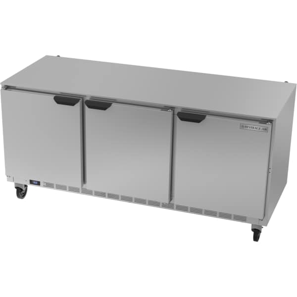 Beverage-Air Refrigerator, Undercounter, Three Door, 72" W, 17.88 cu. ft., 115 Volt - UCR72AHC
