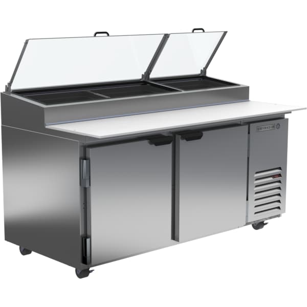 Beverage-Air Refrigerated Pizza Prep Table, Two Door, 67", Stainless Steel - DP67HC
