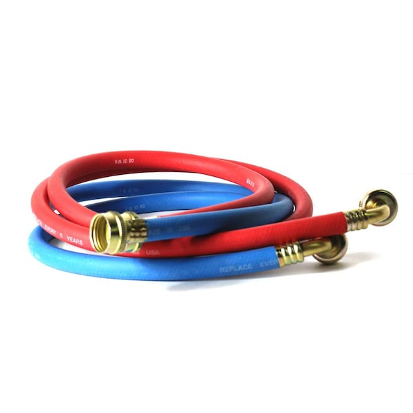 Thrifco Plumbing 5ft Reinforced Rubber Washing Machine Hose Set 1 Hot, Red & 1 - 4402746