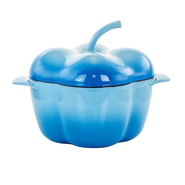 Megachef Megachef MG-CP23AB 3 qt. Pepper Shaped Enameled Cast Iron Casserole - Blue - MG-CP23AB