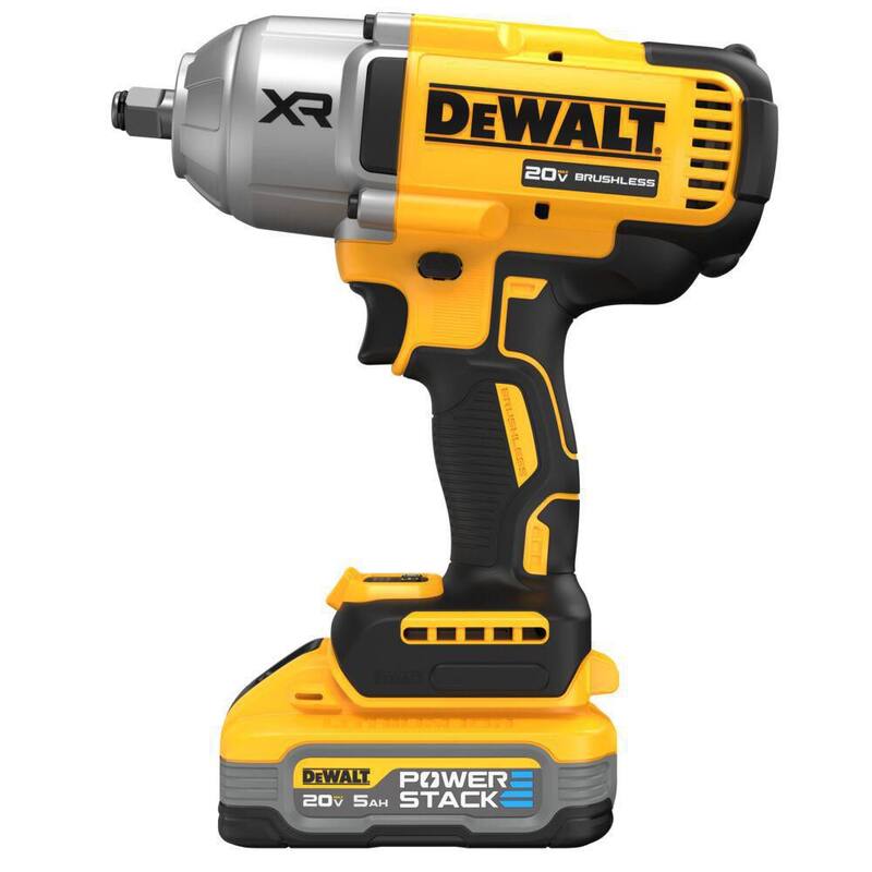 Llave de impacto inalámbrica de 1/2 pulgadas DEWALT 20V MAX XR de iones de litio con yunque de anillo de cogida de cerdo, kit con batería POWERSTACK de 5.0Ah y cargador - DCF900H1