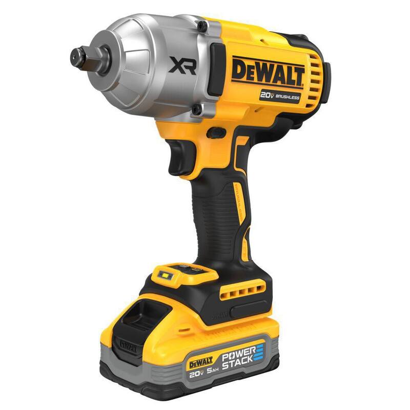 Llave de impacto inalámbrica de 1/2 pulgadas DEWALT 20V MAX XR de iones de litio con yunque de anillo de cogida de cerdo, kit con batería POWERSTACK de 5.0Ah y cargador - DCF900H1
